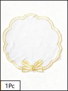 1/2/4/6/12pcs Wavy Lace Embroidered Napkins, Solid Color Bow Tie Placemats, Fresh Minimalist Style For Kitchen, Dining Table, Water Cup, Bowl, Plate Non-Slip Pads, Suitable For Holidays, Parties, Birthdays, Weddings, Banquets, Office Desks, Coffee Tables, Home Decor, All Seasons Photography Backdrop - Yellow - View 14
