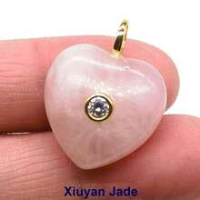 Colgantes de piedras naturales con forma de corazón de 20 mm con circonita, piedras naturales de amazonita, amatista, lapislázuli y ojo de tigre para hacer joyas, collares, pendientes y accesorios DIY - Piedra - Ver 8