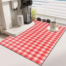 1pc Multi-Color Grid Pattern Printed Kitchen Counter Dish Drying Mat, Super Absorbent Hides Stains, Rubber Backed Multipurpose Dish Drying Pad For Coffee Maker, Dish Rack, Kitchen Counter, Coffee Pot - HL  544 - View 7