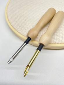 Beginner-Friendly Wooden Handle Punch Needle Set With Threader, Non-Slip Smooth Wood Handle For Easy Grip, Suitable For Punch Needle Felting, Knitted Embroidery, DIY Craft, Home Textile Decoration, Gift Making Tools - Wooden Handle Stinger - View 4