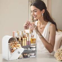 Makeup Organizer Countertop With Drawers, Vanity Organizers With Brush Holder, Bathroom Counter Organizer For Perfume, Nail Polishes, Lipsticks, Skincare And Eyeshadow Palettes - 查看 5