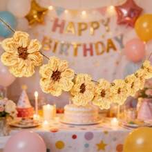 1 Set (8 Flores) Corona de Flores de Margarita de Ganchillo Hecho a Mano | Decoración de Pared de Margaritas Blancas - Un conjunto de 8 - Ver 5