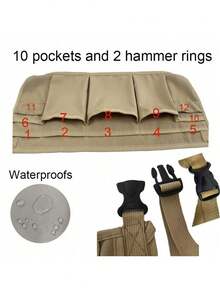 1pc Waist Tool Apron, Practical Waist Apron, Woodworking Waist Apron, 12 Pockets, Adjustable, Suitable For Construction, Woodworking, Electrician, Great Christmas Gift - Multicolor - View 5