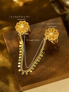 1 chiếc vòng tay mạ vàng tối giản, đa năng, kiểu dây xích và hoa, phù hợp cho các buổi hẹn hò, đám cưới, tiệc tùng, ngày lễ, làm quà tặng. - Vàng - Xem 3