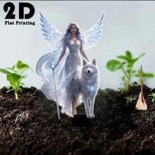 2D Flat Integrated Luminous Angel And Wolf Garden Stake Decor, Outdoor Yard Garden Lawn Decoration, Flower Bed Decor Stake, Suitable For Yard, Lawn, Potted Plants - Holiday Decor, Ideal Gift For Friends, Garden Decoration, Lawn Decor - 520 - View 9