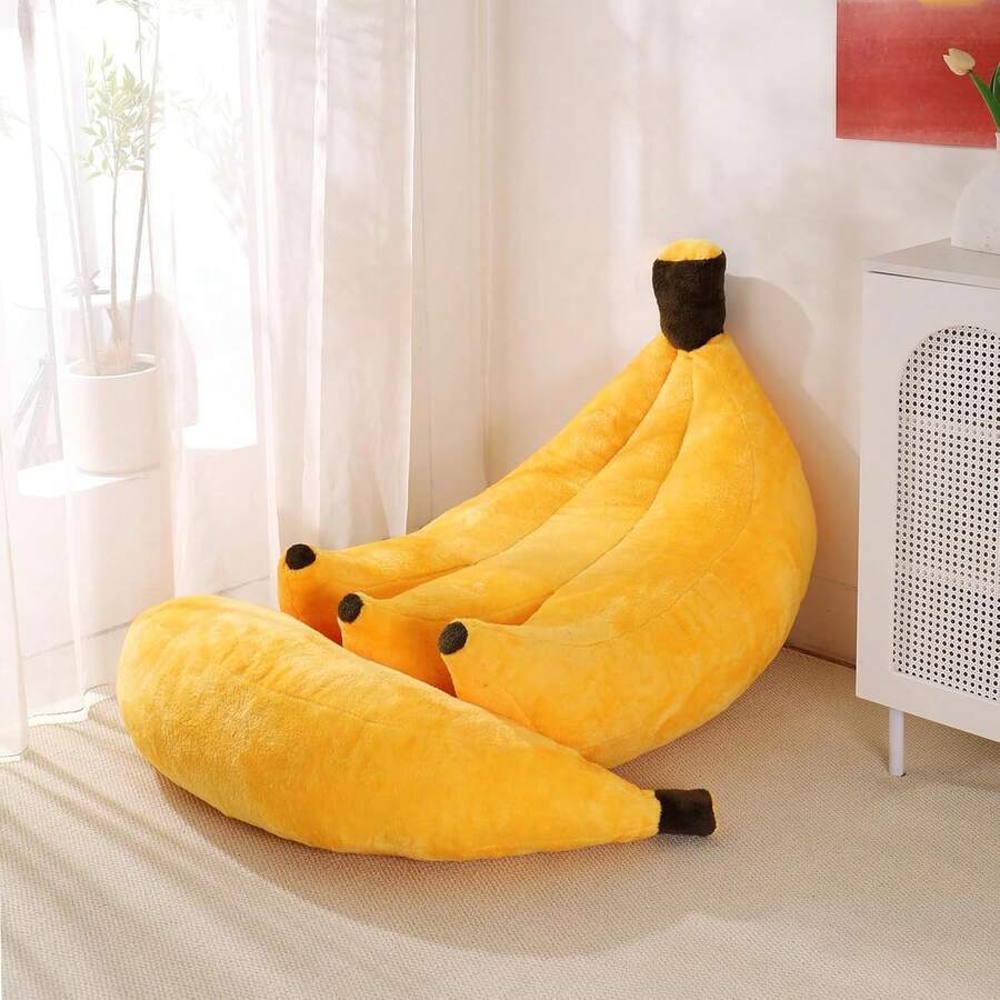Banana Bean Bag Chair With Ottoman, Floor Sofa Bed With Footrest, Comfy Convertible Lounger Teens & Adults, Plush Couch Bedroom, Living Room Or Dorm,-Yellow - 黃色 - 查看 1