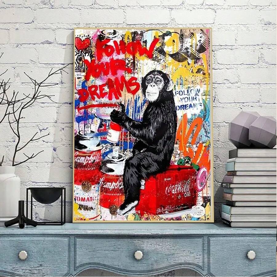 Poster Abstract Monkey  Posters And Prints Art Graffiti Canvas Painting Pop Street Wall Picture Home Decor Cuadro