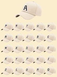 1pc Adjustable 26 Letters Baseball Cap, Casual Dad Hat Suitable For Women & Men, Great For Beach, Travel, Sports, Streetwear And Daily Outfit,Holiday,Festival - Off White - View 1