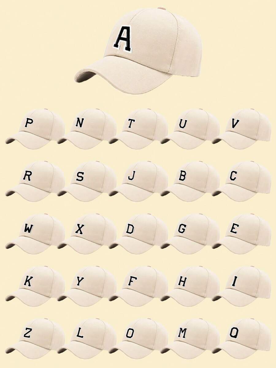 1pc Adjustable 26 Letters Baseball Cap, Casual Dad Hat Suitable For Women & Men, Great For Beach, Travel, Sports, Streetwear And Daily Outfit,Holiday,Festival - Off White - View 1