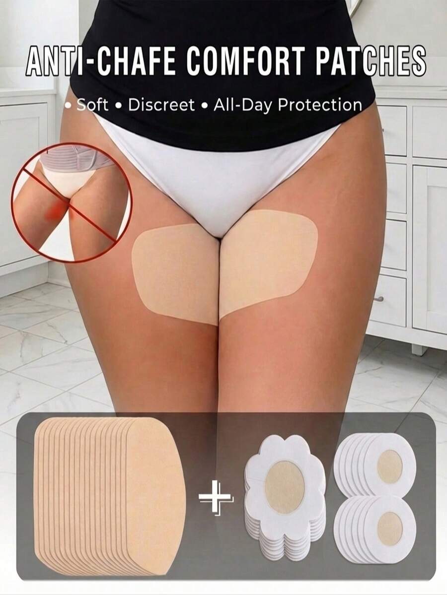 30pcs Disposable Non-Woven Fabric Anti-Chafing Thigh Patches, Plus Size, Anti-Friction Thigh Protection Strips, Soft And Breathable, Sweat-Proof And Invisible, Unisex, Ultra-Thin Thigh Pads, Suitable For Summer, Outdoor, Travel, Running, Hiking, Fitness And Daily Wear, Lightweight And Comfortable, Skin-Friendly And Easy To Apply, Ideal For Skirts, Shorts And Dresses - Multicolor - View 1