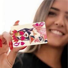 Pink Heart Queen Playing Card Design Credit Card Sticker, Suitable For EBT, Transportation, Keys, Credit Cards, Debit Cards, Bank Cards Protection, Bubble-Free, High Quality, Designed For Small Cards - A - View 3