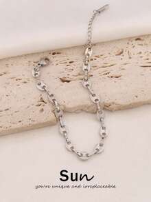 1 pieza Pulsera de acero inoxidable con forma de grano de café para mujer, joyería de pulsera geométrica simple de moda - Pulsera - Ver 7