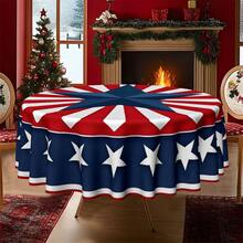 4th Of July Tablecloth Stars And Stripes Print Table Cloth Patriotic Party Decoration For Independence Day - 多色180x180cm - 查看 2