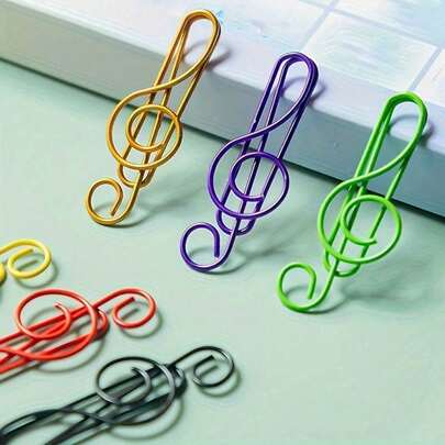 20 pezzi di fermagli per documenti a forma di nota musicale (colori assortiti), fermagli organizzatori di file colorati