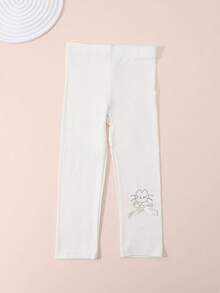 1 chiếc quần legging lửng cho bé gái, thiết kế nơ đính đá dễ thương, họa tiết mèo, ôm sát, đa năng cho mùa xuân, hè và thu giao mùa. - Nhiều màu - Xem 22