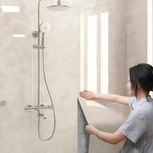 1 Cuộn Giấy Dán Tường Tự Dẹp Họa Tiết Vân Đá Màu Be, Chống Thấm Nước, Chống Ẩm, Chịu Nhiệt, Có Thể Tháo Gỡ, Vân Đá Cẩm Thạch Bóng Sang Trọng, Thích Hợp Cho Việc Cải Tạo Tường và Mặt Bàn Phòng Tắm, Dày Dày, Không Để Lại Vết Keo. - Đá topaz Peru - Xem 10