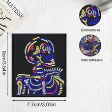 1 miếng vá thêu hình đầu lâu neon nhiều màu sắc, kiểu punk rock, có lớp keo dán, dùng để trang trí quần áo, áo khoác. - A - Xem 3