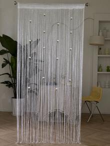 1pc Rose Flower String Curtain, 1*2m Silver Wire Woven Flower Curtain, Finished Product Room Divider Entrance Curtain - 1PC - View 7
