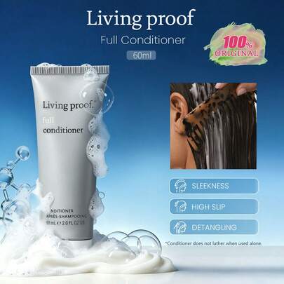 Living Proof 60ml Volumizing & Nourishing Hair Conditioner, Lightweight Non-Greasy Breathable Formula, Sili-CLONE™ Hair Technology, Doubles Hair Volume, Nourishing & Moisturizing, Silicone-Free, Suitable For Fine/Thin Hair Daily Use, Suitable For Beginners, Gift, Korean Beauty