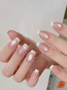 Full Size French Manicure Nail Stickers, Includes Adhesive Dots, Nail Plates, Guideline, And Various French Curve Patterns - Clear - View 8