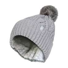 Heat Holders Heat Holders - Ladies Chunky Ribbed Cuffed Thermal Winter Pom Pom Bobble Beanie Hat With Fleece Lining - 淺灰色 - 查看 1