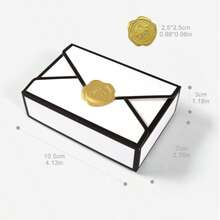Hộp quà tặng sang trọng kiểu phong bì (10/20 chiếc), kèm tem dán hình hoa hồng vàng, hộp bìa cứng màu trắng theo phong cách tối giản đen trắng, hộp quà cưới, hộp quà sinh nhật, hộp quà tặng ngày lễ. - Xem 5