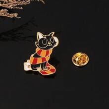 Unisex Magic Cat Hard Enamel Pin Cute Cartoons Animal Scarf Black Cats Brooch Fashion Backpack Pins - Style 1 - 查看 8