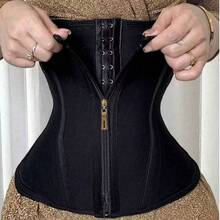 1pc Women's Short Lace Waist Trainer, Boned Shaping Tight Waist Cincher - Black - View 7