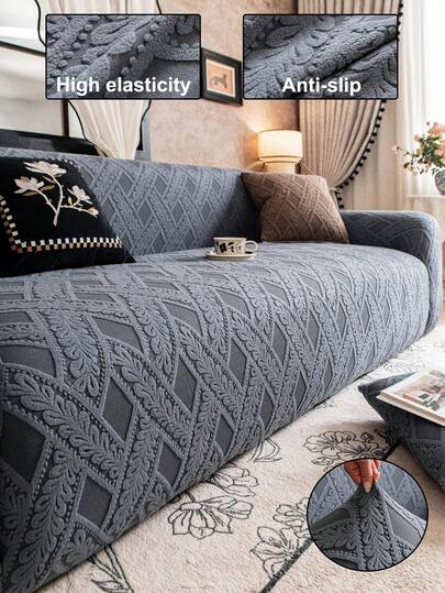 1pc Classic Solid Color Sofa Cover, High Elasticity, Dust-Proof And Dirt-Resistant, Machine/Hand Washable Furniture Protector, Suitable For All Seasons, Fits 3/4-Seater Living Room Sofa (Multiple Sizes Available)