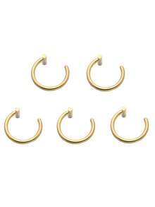 1/3/5pcs Lip Ring, Nose Ring, Fake Nose Septum Clip-On Piercing, Body Clip-On Piercing - T-shaped Nose Ring - View 14