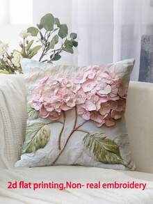 1 件 45.72x45.72 厘米复古绣球花图案抱枕套，柔软绒面涤纶面料，单面印花，低致敏性，可机洗，拉链封口，适合农舍风格室内/室外装饰（不含枕芯），农舍风格抱枕套，家居装饰，经典设计，耐用材质，靠垫套，室内设计师 - 彩色 - 查看 3