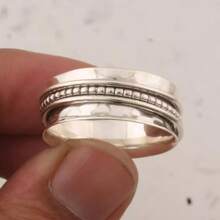 Silver Forged Copper Ring, Stress Relief Design, Handmade Gift For Men And Women - Silver - View 1