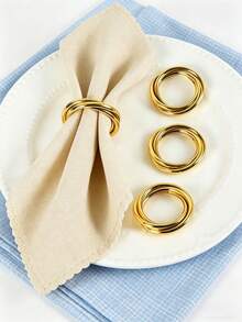 6/8/10/12pcs Gold Napkin Rings Elegant Napkin Holders Suitable For Wedding, Lunch, Christmas, Thanksgiving, Dinner, Party, Buffet - Gold - View 4