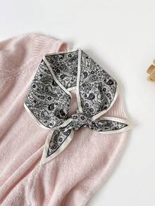 1条双面佩斯利印花围巾，多功能设计，长款系带腕带头巾时尚颈巾 - 彩色 - 查看 10