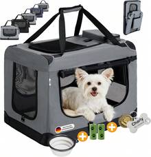 Hundebox Faltbar Hundetransportbox, robust Transportbox für Hund Groß Hundetasche Auto Haustiertransportbox für Unterwegs & Zuhause - Grau - Übersicht 11
