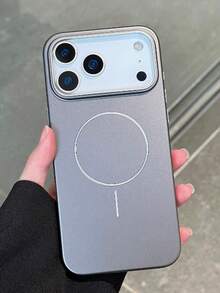 Lyxigt enfärgat AG-pläterat magnetiskt trådlöst telefonskal kompatibelt med 17ProMax 17Pro 17 16 15 Pro Max glansigt stötsäkert skyddsfodral - Grå - Visa 3