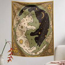 1 Pc Vintage Sun, Moon, Lucky Cat, Constellation, Letter, Boho Style Printed Tapestry Wall Hanging Decor, Living Room, Bedroom, Office, Dorm, Home Party, Rectangular Kitchen Wall Decor Fabric With Drape, Includes 3 Pins And 2 Clips Wall Tapestry, Wall Hanging, Aesthetic Tapestry, Room Backdrop, Fabric Poster, Boho Wall Decor, Bohemian Tapestry, Indie Room Decor, Dorm Room Essentials, College Dorm Decor, Bedroom Wall Hanging, Hippie Tapestry, Vintage Wall Art, Retro Tapestry, Sun And Moon Tapestry, Celestial Wall Hanging, Astrology Tapestry, Mushroom Wall Decor, Floral Tapestry, Botanical Wall Art, Landscape Backdrop, Mountain Tapestry, Forest Wall Hanging, Ocean Tapestry, Beach Wall Hanging, Galaxy Tapestry, Starry Sky Backdrop, Abstract Wall Hanging, Minimalist Tapestry, Cottagecore Decor, Y2K Wall Hanging - 1PC - Xem 6