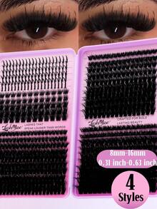Fengxiu Eyelash 1360 piezas/680 piezas Kit de racimos de pestañas con rizo D, racimos de pestañas DIY, racimos de pestañas de volumen ruso, pestañas postizas suaves y cómodas, kit de pestañas de larga duración, perfecto para principiantes y expertos, fácil de hacer en casa - DD - Ver 3