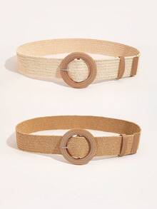 2条装女士夏季波西米亚风草编腰带 - 彩色 - 查看 7