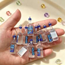 5/10 piezas Colgante de botella de vino de resina, accesorios para hacer joyas DIY como aretes, collares, llaveros - Multicolor - Ver 3