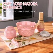 Sakura Pink Matcha Whisk Set-8pcs, Japanese Tea Set Includes Matcha Bowl With Design, Tea And Matcha Canister, 16OZ Matcha Kit Ceremony - 查看 5