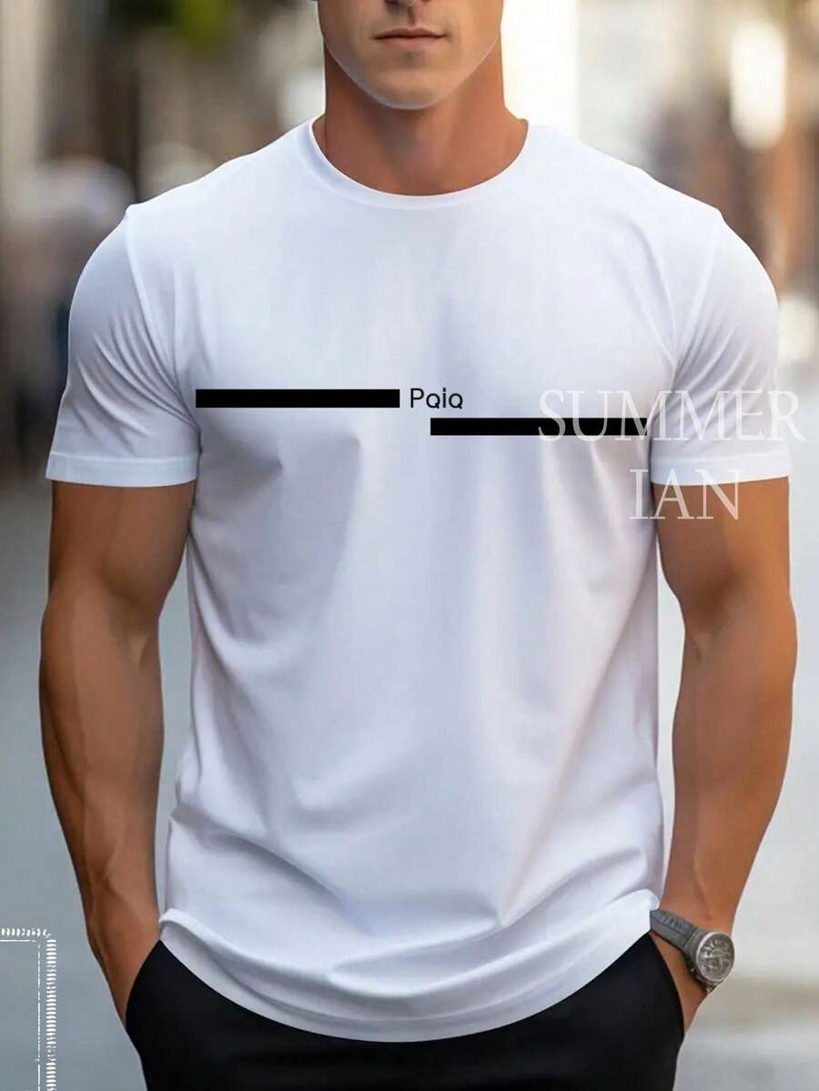Men's Short-Sleeved POLO Shirt - Black and White - View 1