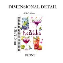 Cuaderno de recetas con tema de bebidas pintado a mano, con patrones vibrantes de frutas y bebidas en acuarela en la portada, ideal para que los chefs de hogar registren sus planes de cocina, diarios de cocina o notas de estudio. Elegante y práctico, una excelente opción de regalo para capturar inspiraciones deliciosas. - W - Ver 2