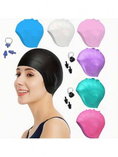 专业硅胶防水泳帽 - 双耳包覆设计，适合成人及长发人士，防滑耐用，训练/SPA必备