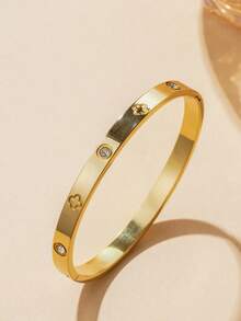 5件套简约优雅奢华闪亮星形手镯，女士高端不锈钢手镯，圣诞节、闺蜜节、生日派对、感恩节、复活节、平安夜、万圣节、情人节、开斋节、宰牲节的最佳礼物 - 金色 - 查看 11