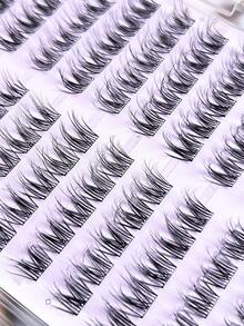 Lvcheryl 100 Clusters Glue-Free Fluffy Eyelashes With Tweezer,Self-Adhesive Lashes Set ,Natural Looking Soft Eyelashes Extension For Beginner Makeup Tools - C - View 10