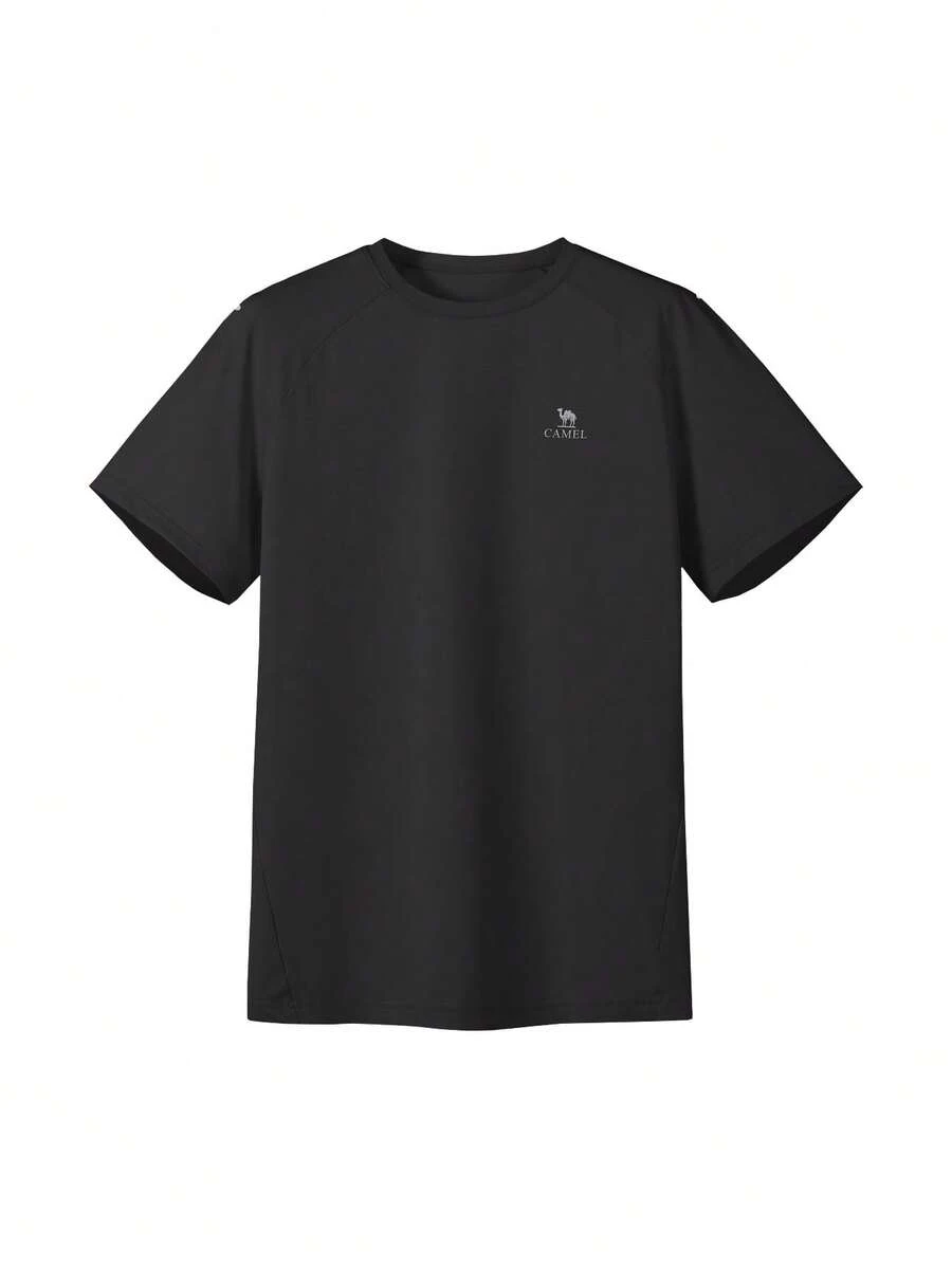 CAMEL CROWN Camiseta Masculina de Fitness Outdoor de Secagem Rápida, Novo Estilo de Verão, Casual, Elástica, Respirável, Corrida, Fitness, de Manga Curta de Secagem Rápida - Phantom Black - Visão 1