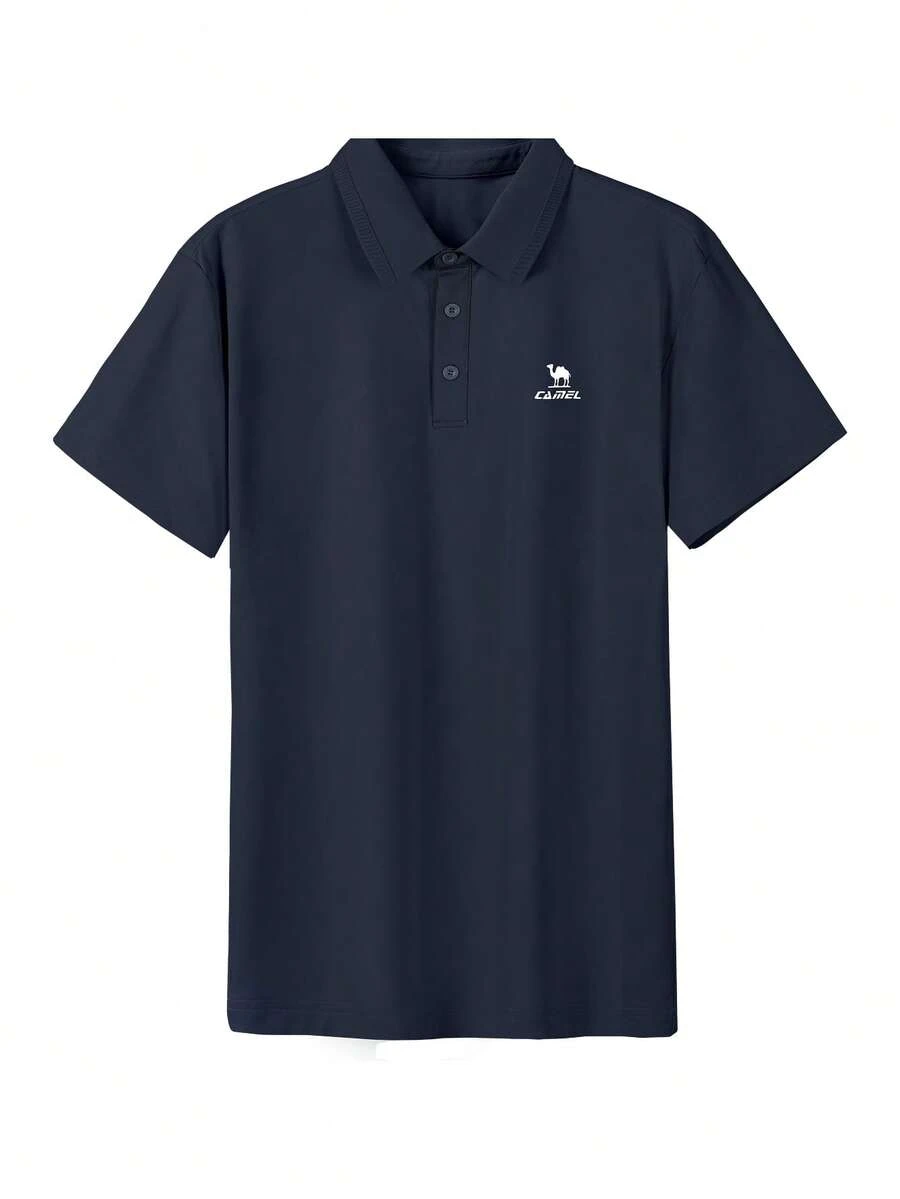 CAMEL CROWN 男士运动宽松夏季速干Polo衫短袖T恤翻领休闲百搭户外上衣 - 黑夜藍 - 查看 1