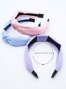 3pcs/Set Women Minimalist Solid Color Fabric Headbands, Versatile Hair Accessories For Daily Use,Festival,Party - Pink, Purple and Blue - View 3