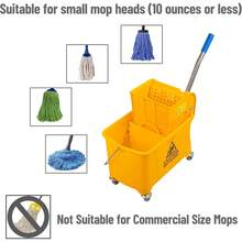 Mop And Bucket Set With Wringer & Mop Included, 5.5 Gallon Cleaning System With Wheels, Upward Press Wringer, Compatible With Small Mops - Yellow - 查看 6